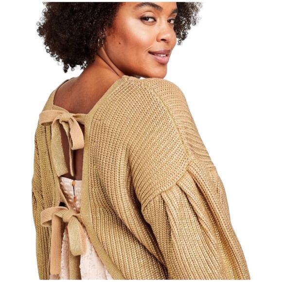 Kika Vargas x Target Metallic Gold Tie Back Sweater Large NWT - Picture 3 of 16